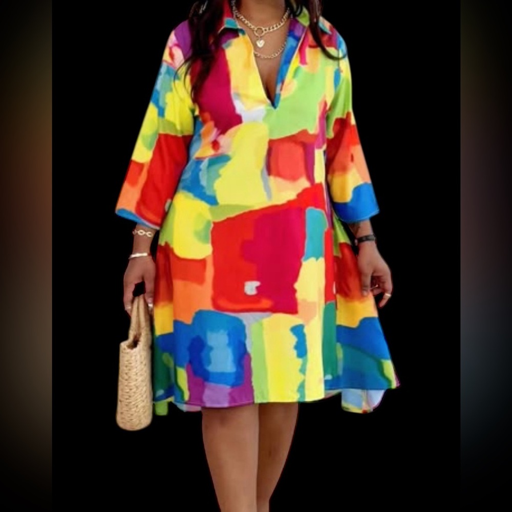Colorful Abstract Print Dress
